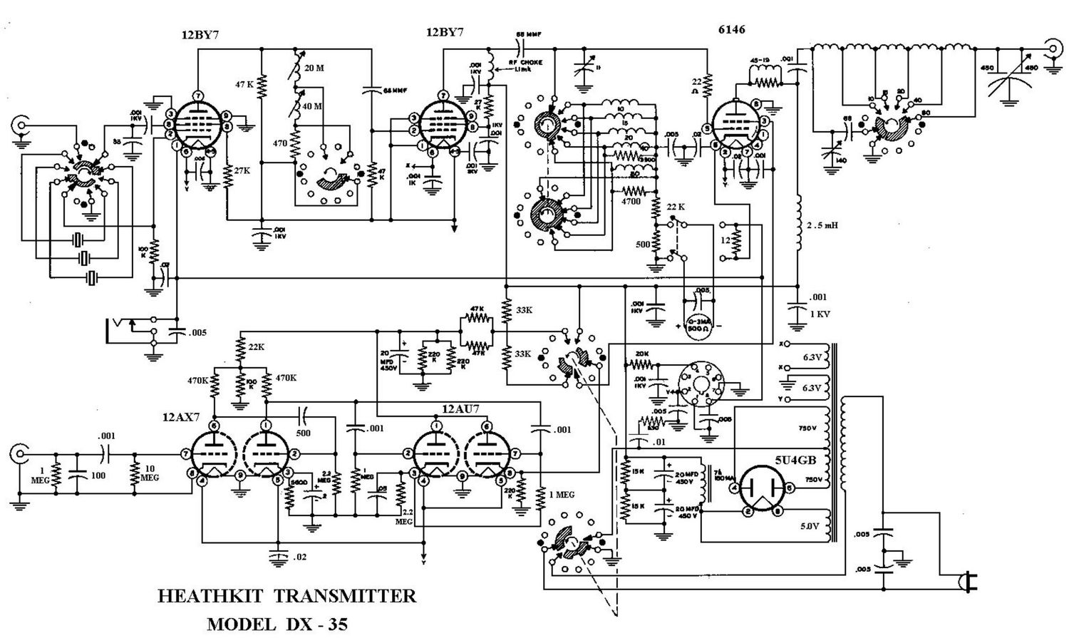 Heathkit DX 35 Schematic