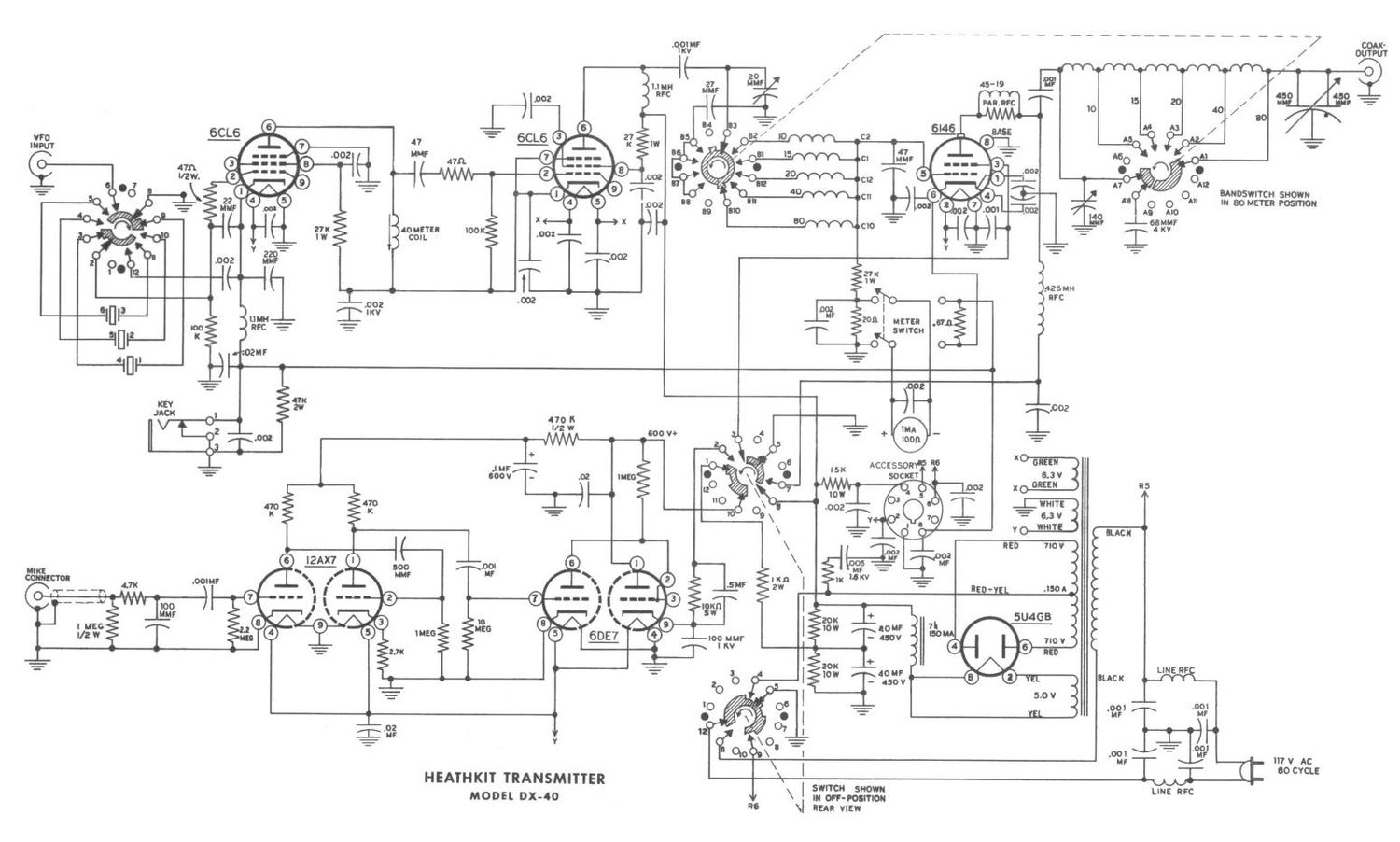 Heathkit DX 40 Schematic