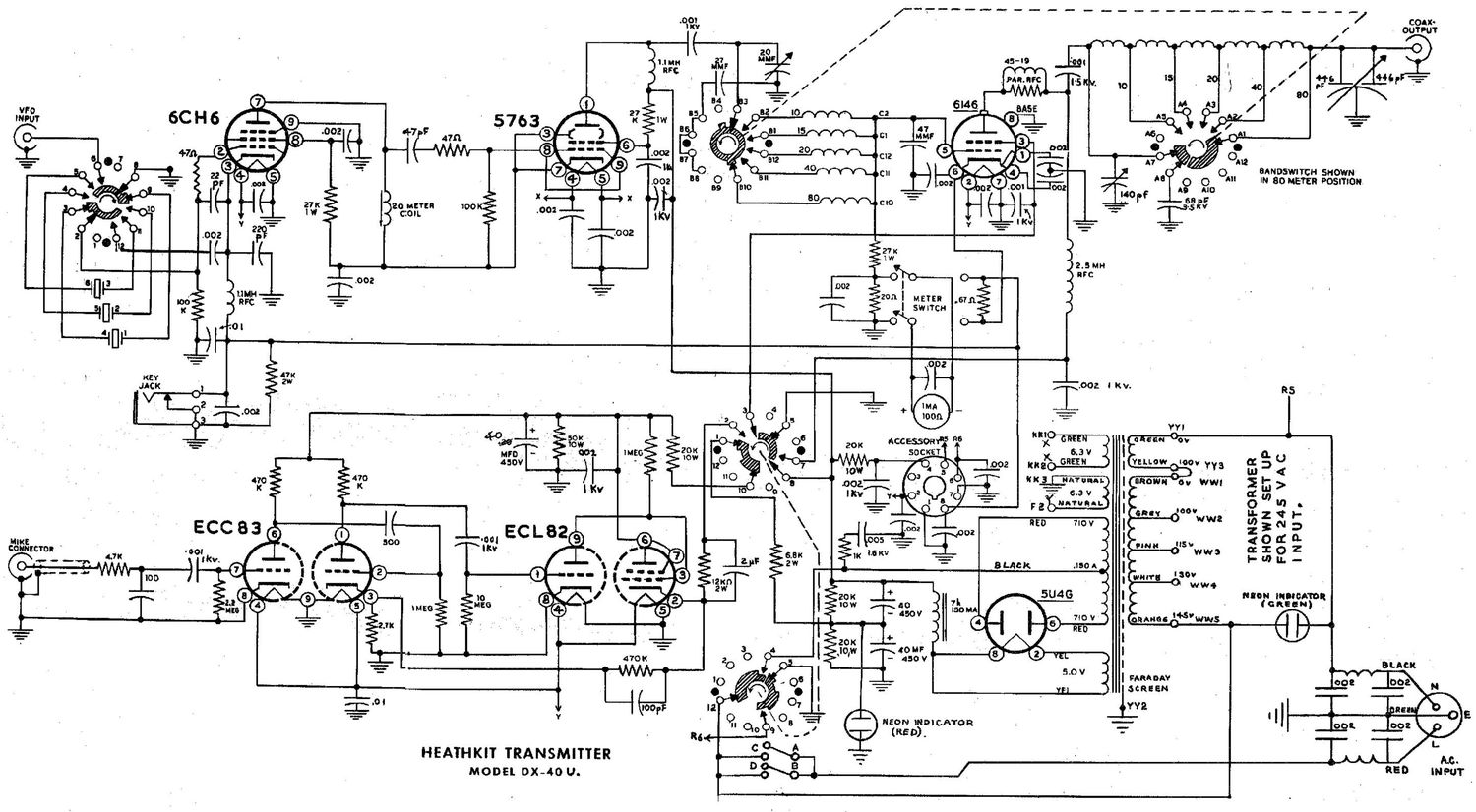 Heathkit DX 40U Schematic