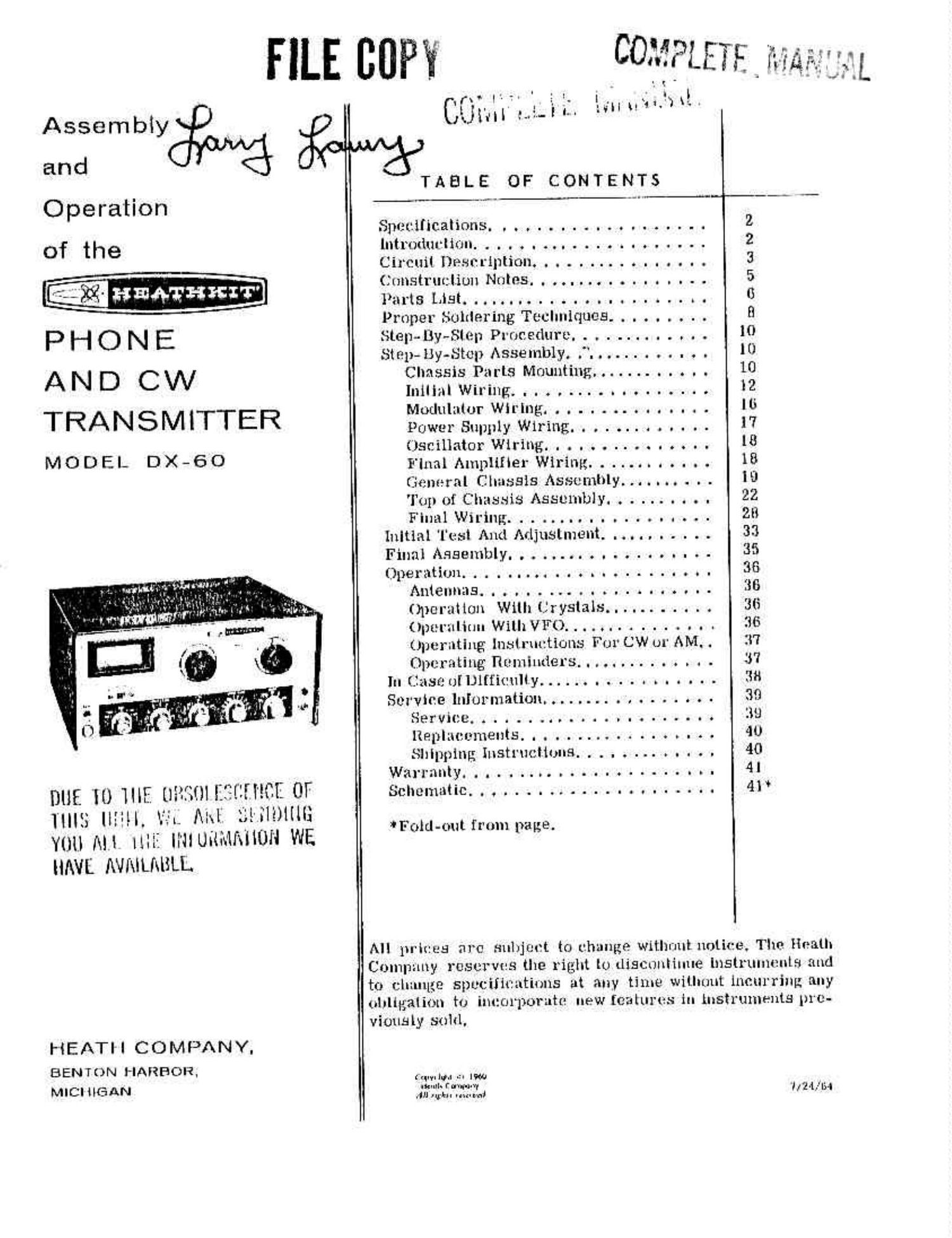 Heathkit DX 60 Assembly Manual