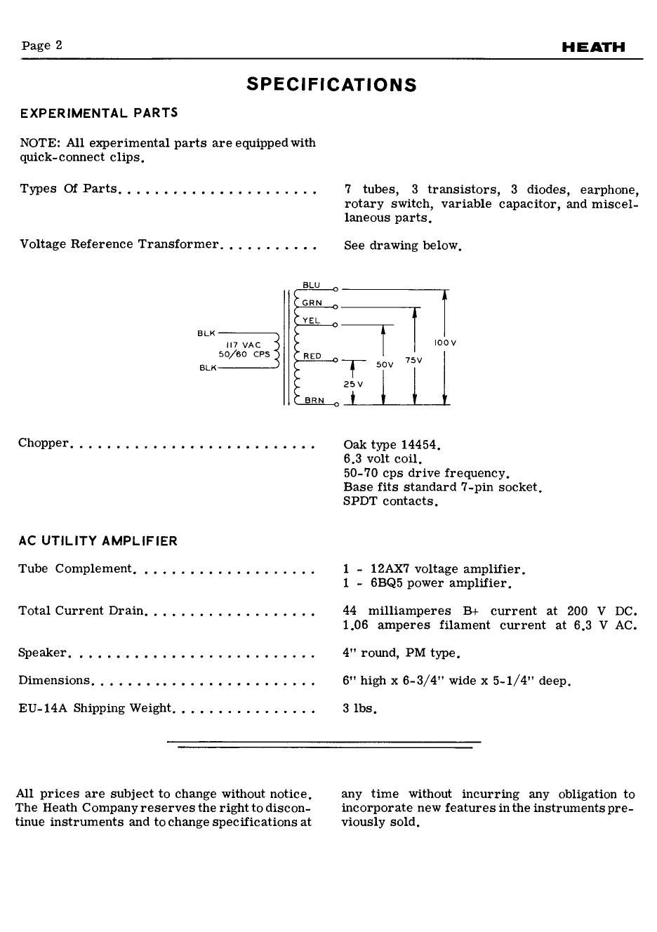 Heathkit EU 14A Schematic