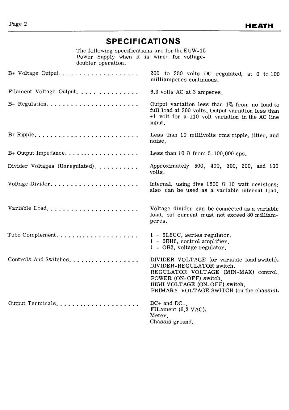 Heathkit EUW 15 Schematic