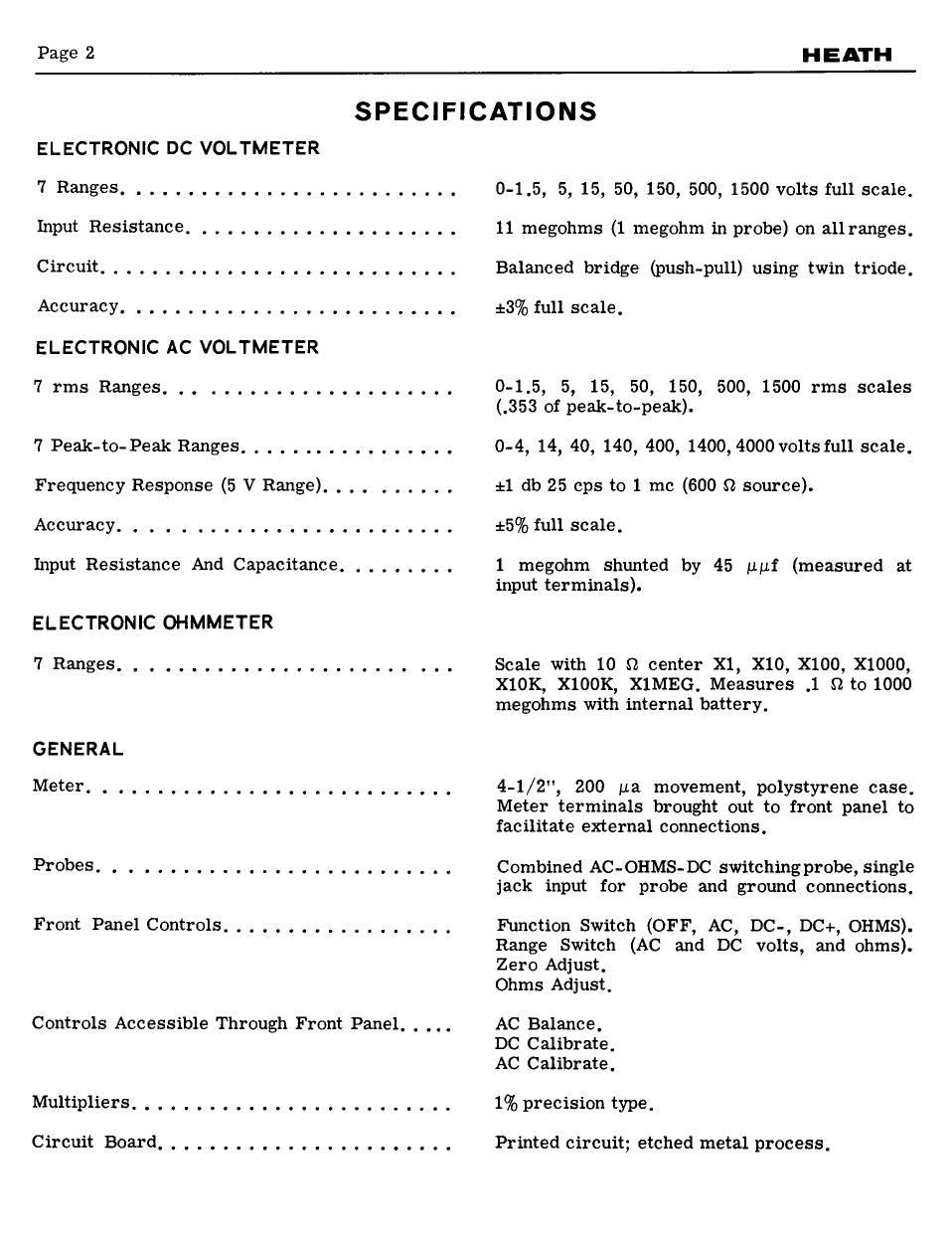 Heathkit EUW 24 VTVM Schematic