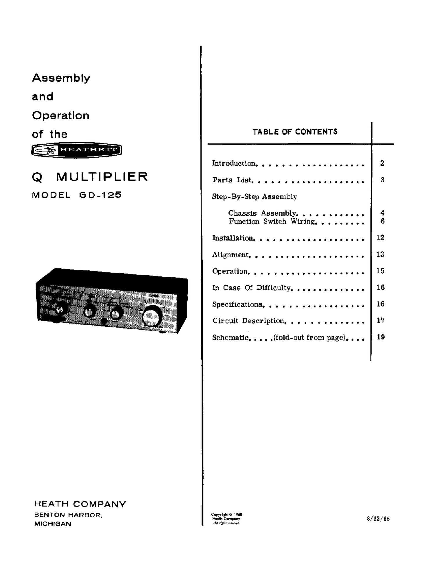 Heathkit GD 125Q Schematic Manual