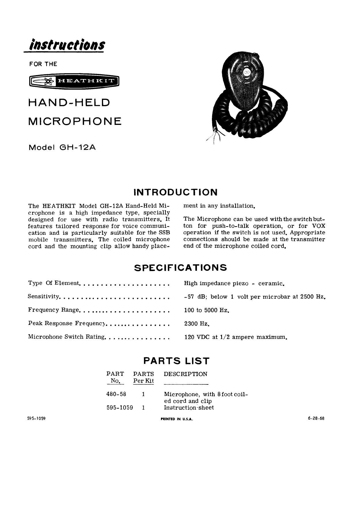 Heathkit GH 12A Schematic