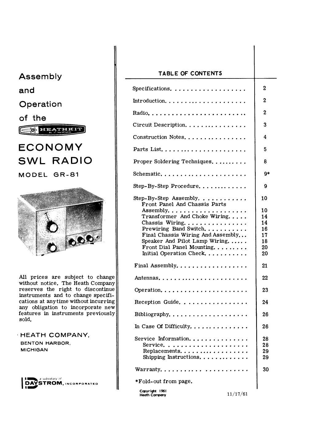 Heathkit GR 81 Schematic