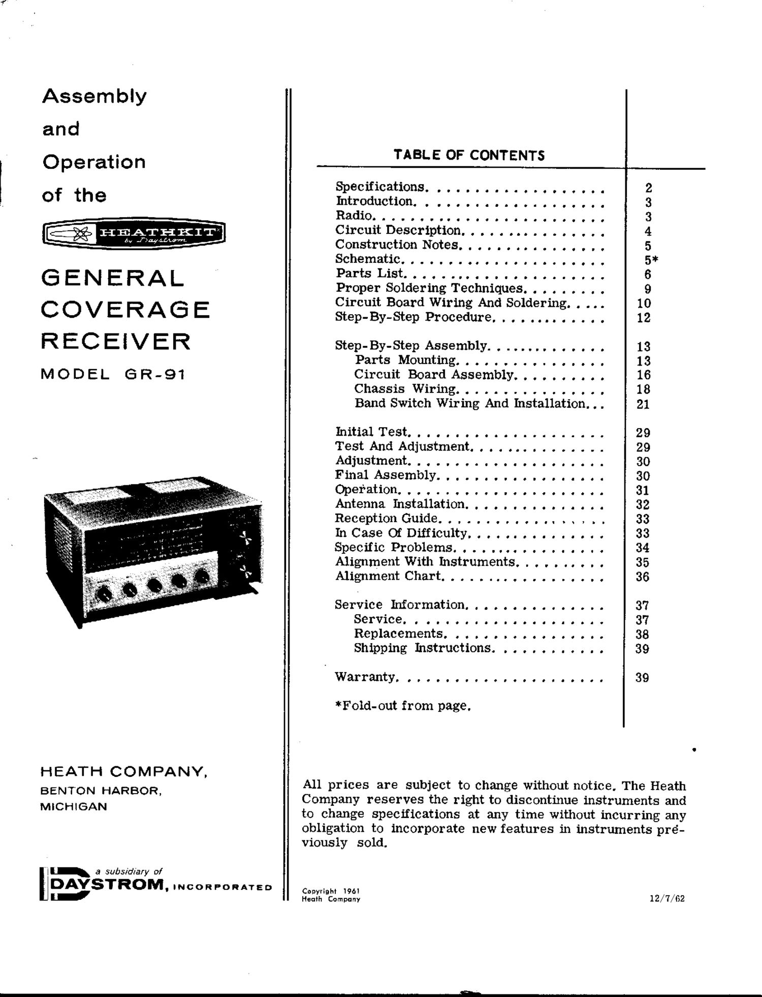 Heathkit GR 91 Schematic Manual