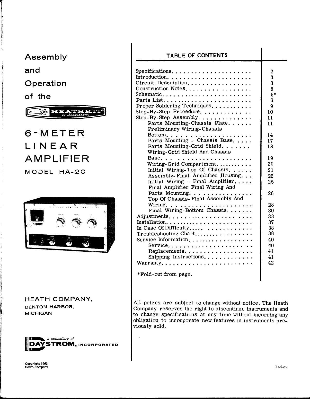 Heathkit HA 20 Schematic Manual