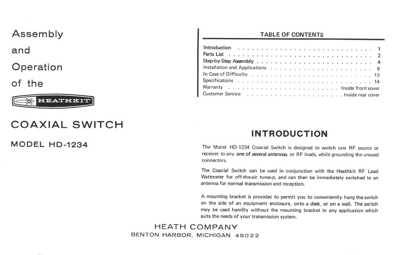 Heathkit HD 1234 Manual