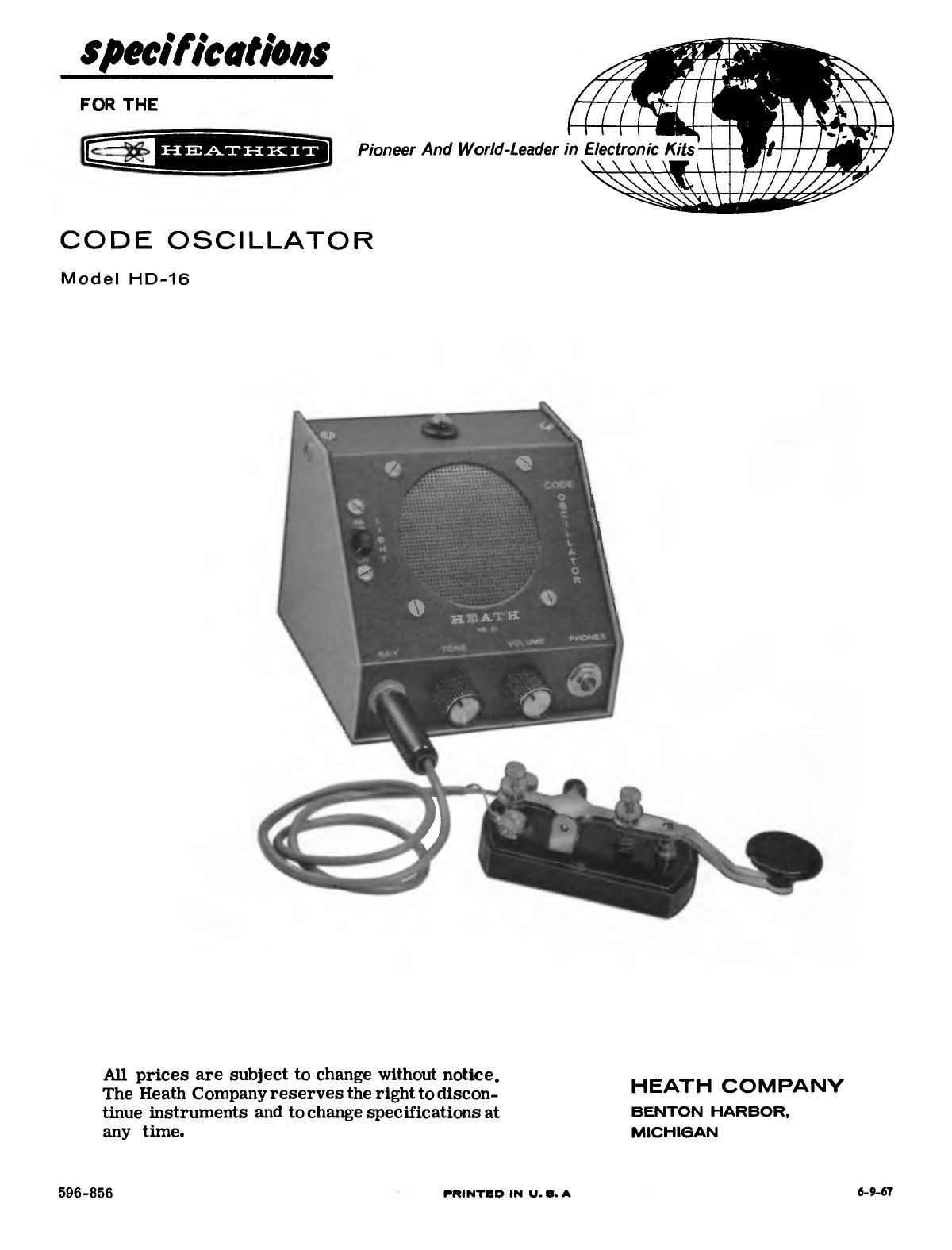 Heathkit HD 16 Schematic