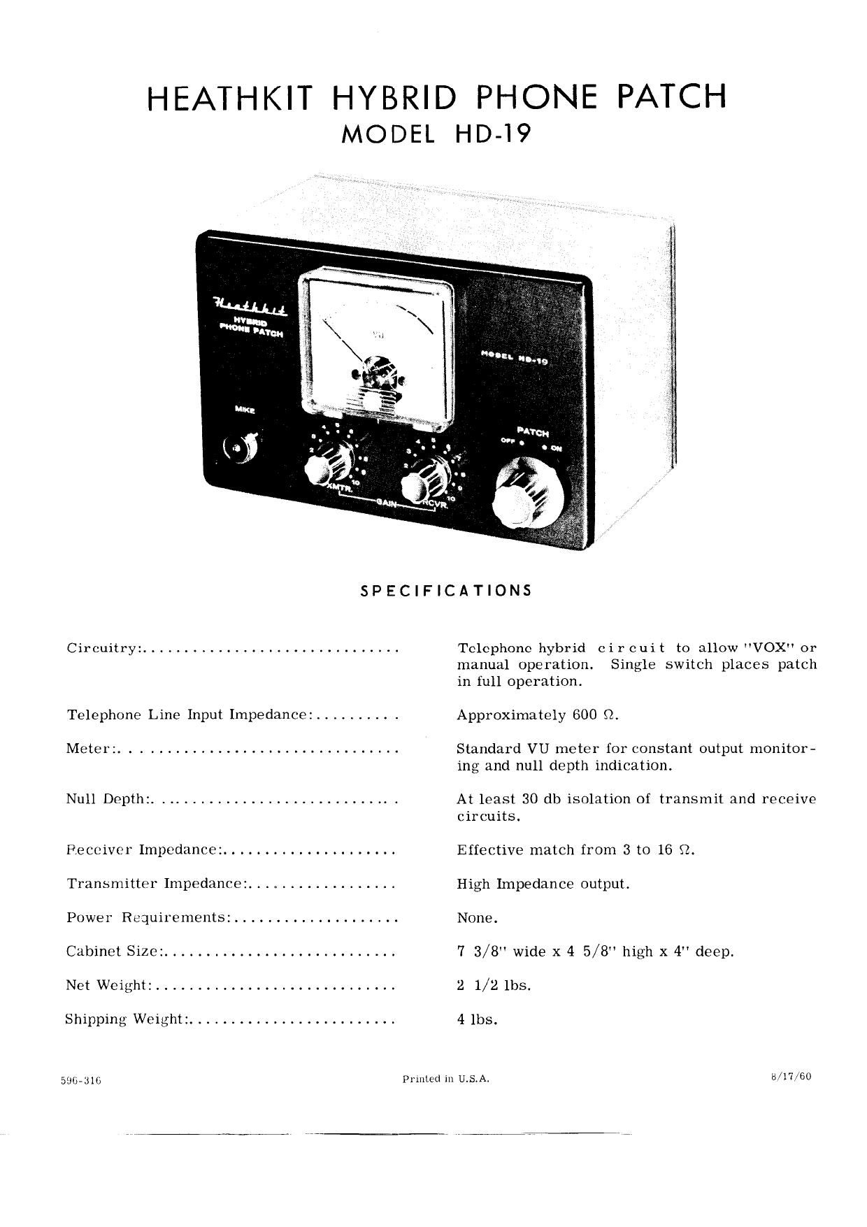 Heathkit HD 19 Schematic Manual