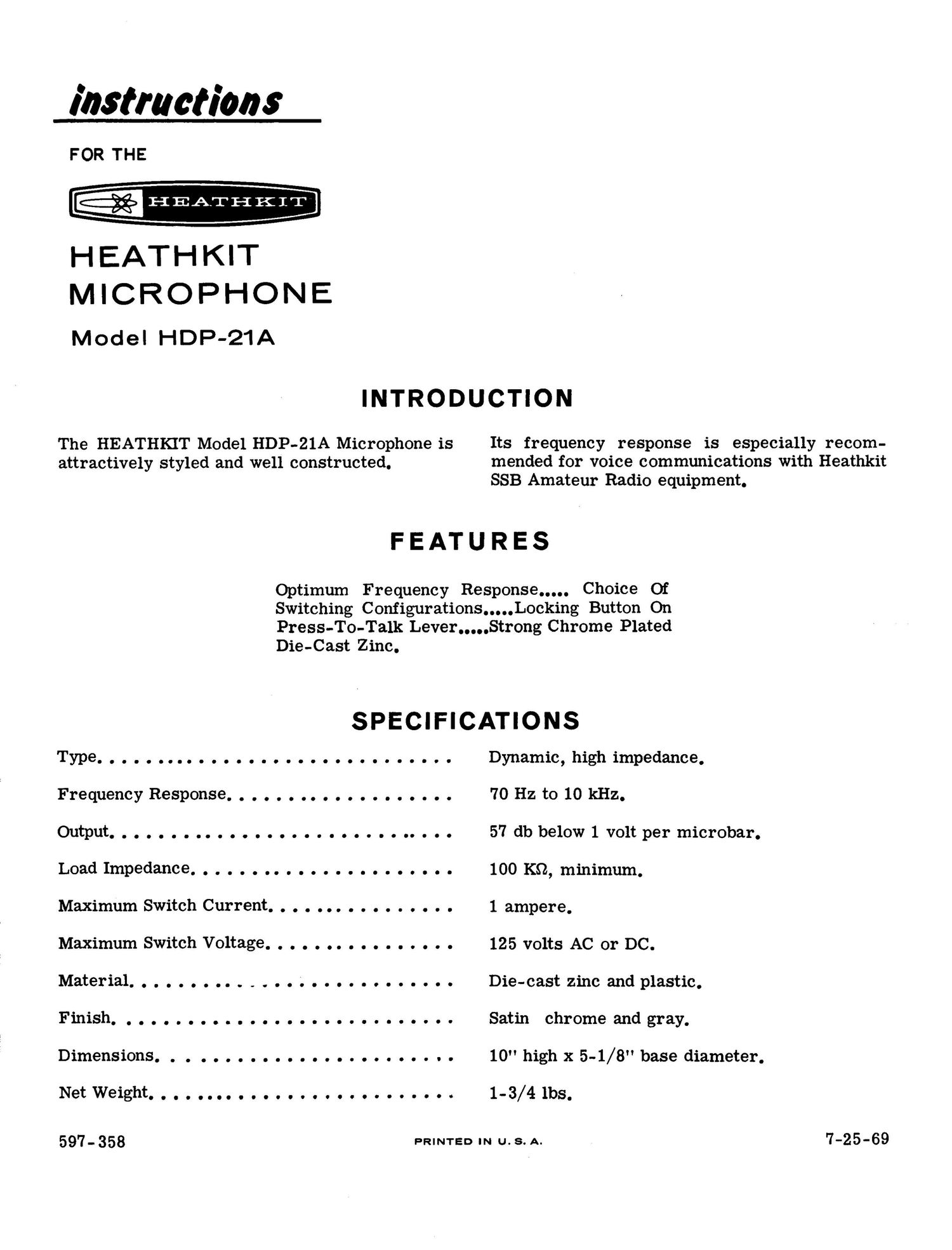 Heathkit HDP 21A Manual