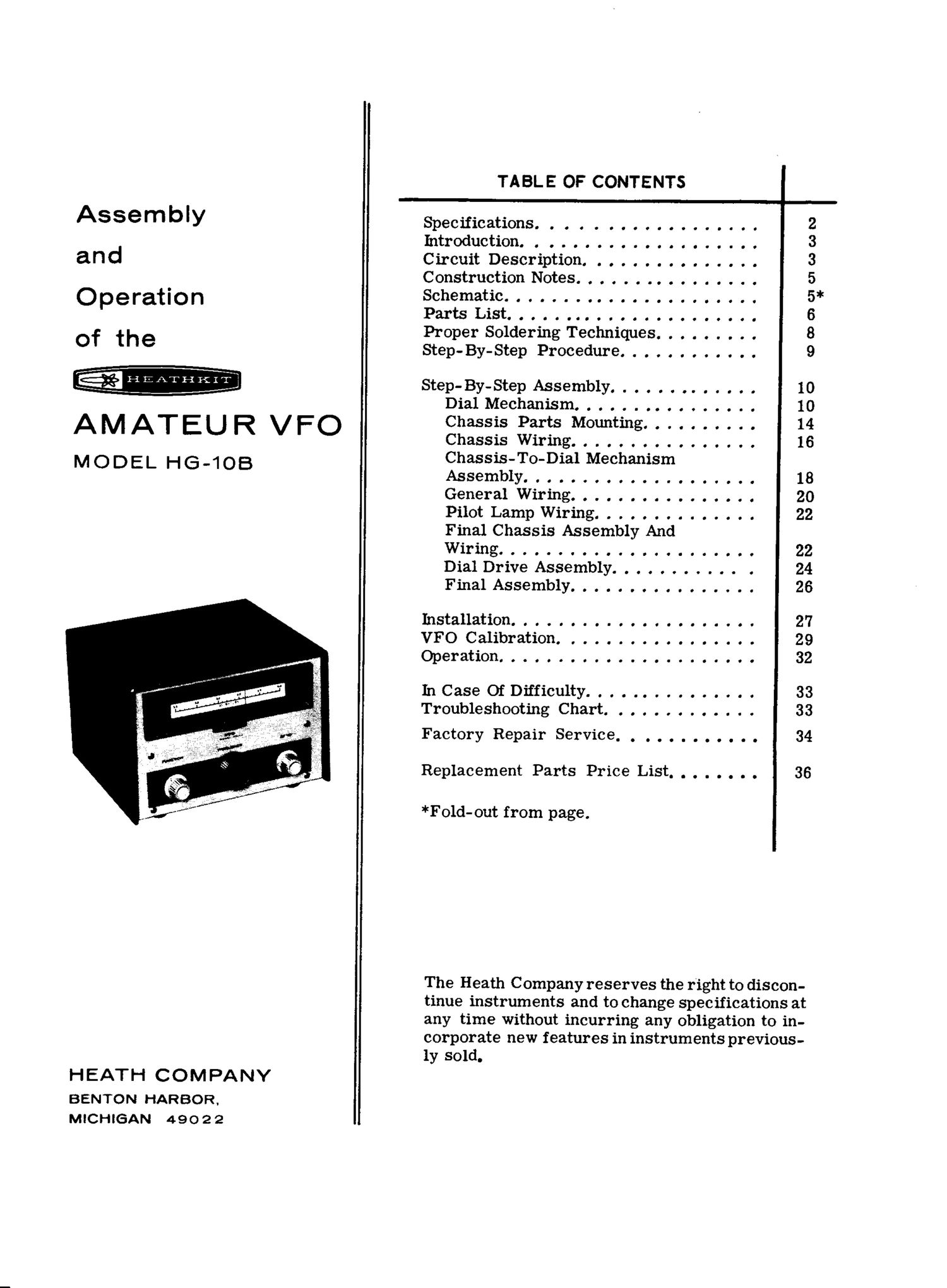 Heathkit HG 10B Manual
