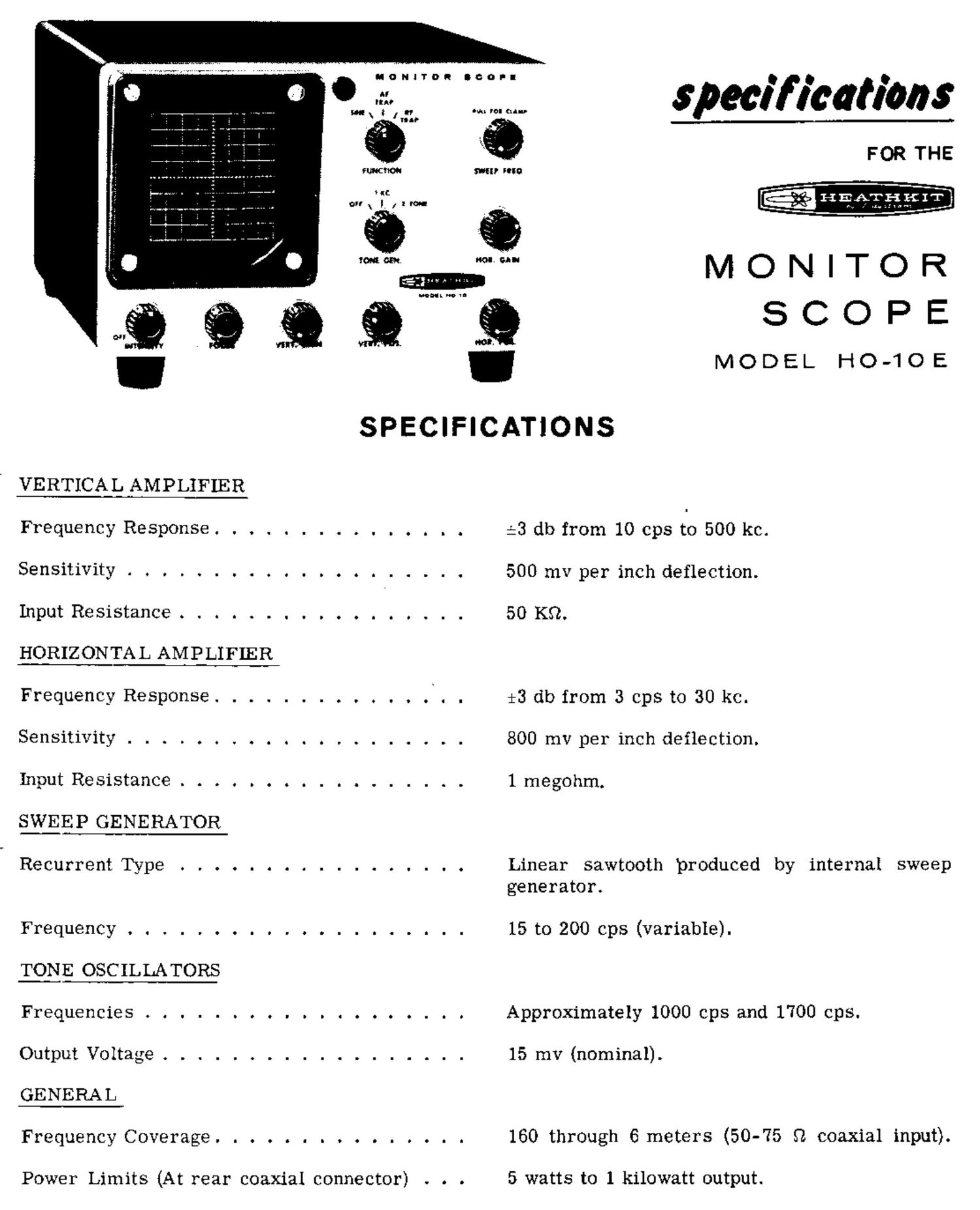 Heathkit HO 10E Schematic