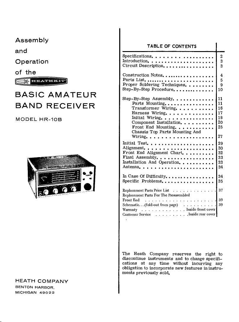 Heathkit HR 10B Manual