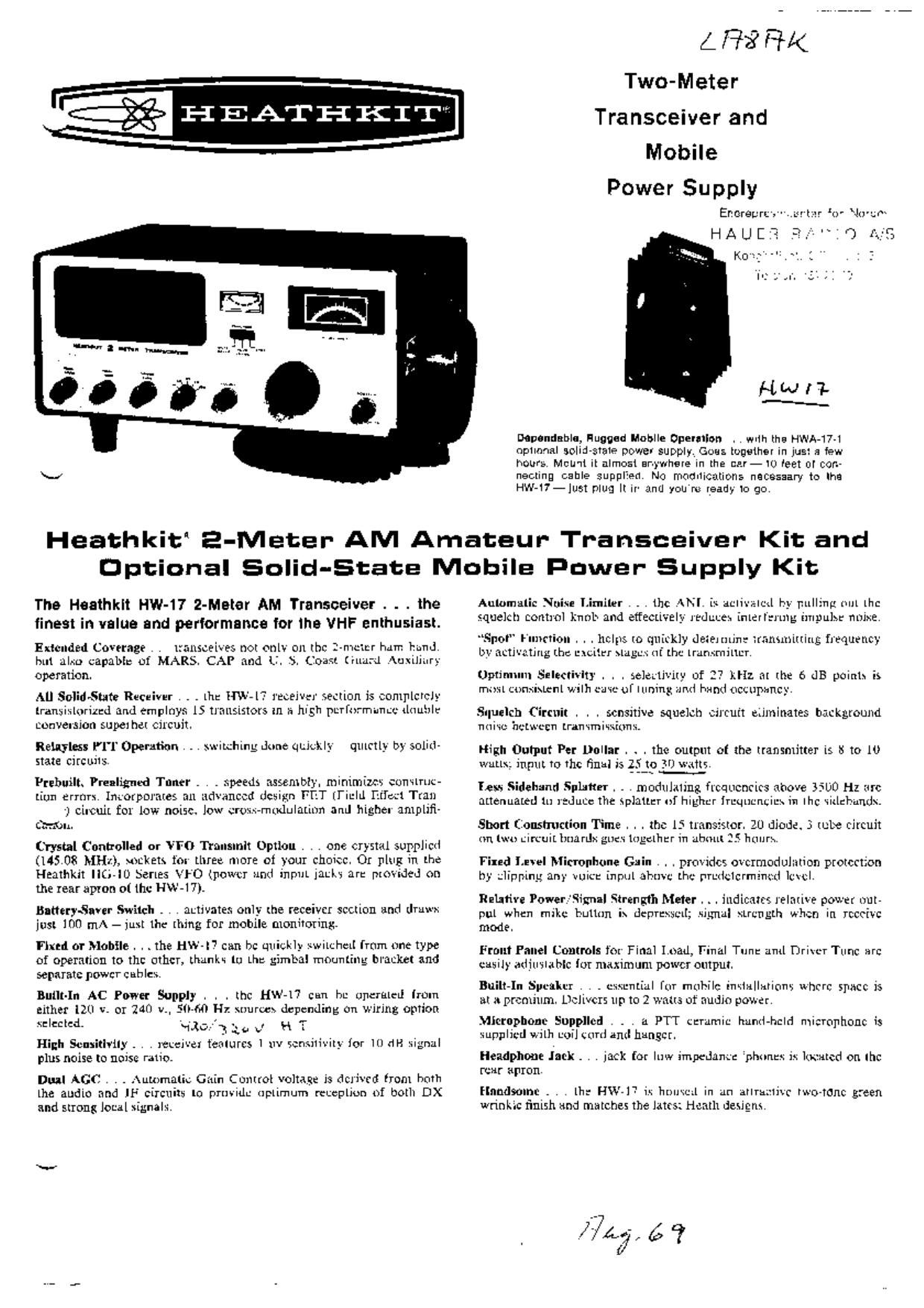 Heathkit HW 17 Schematic