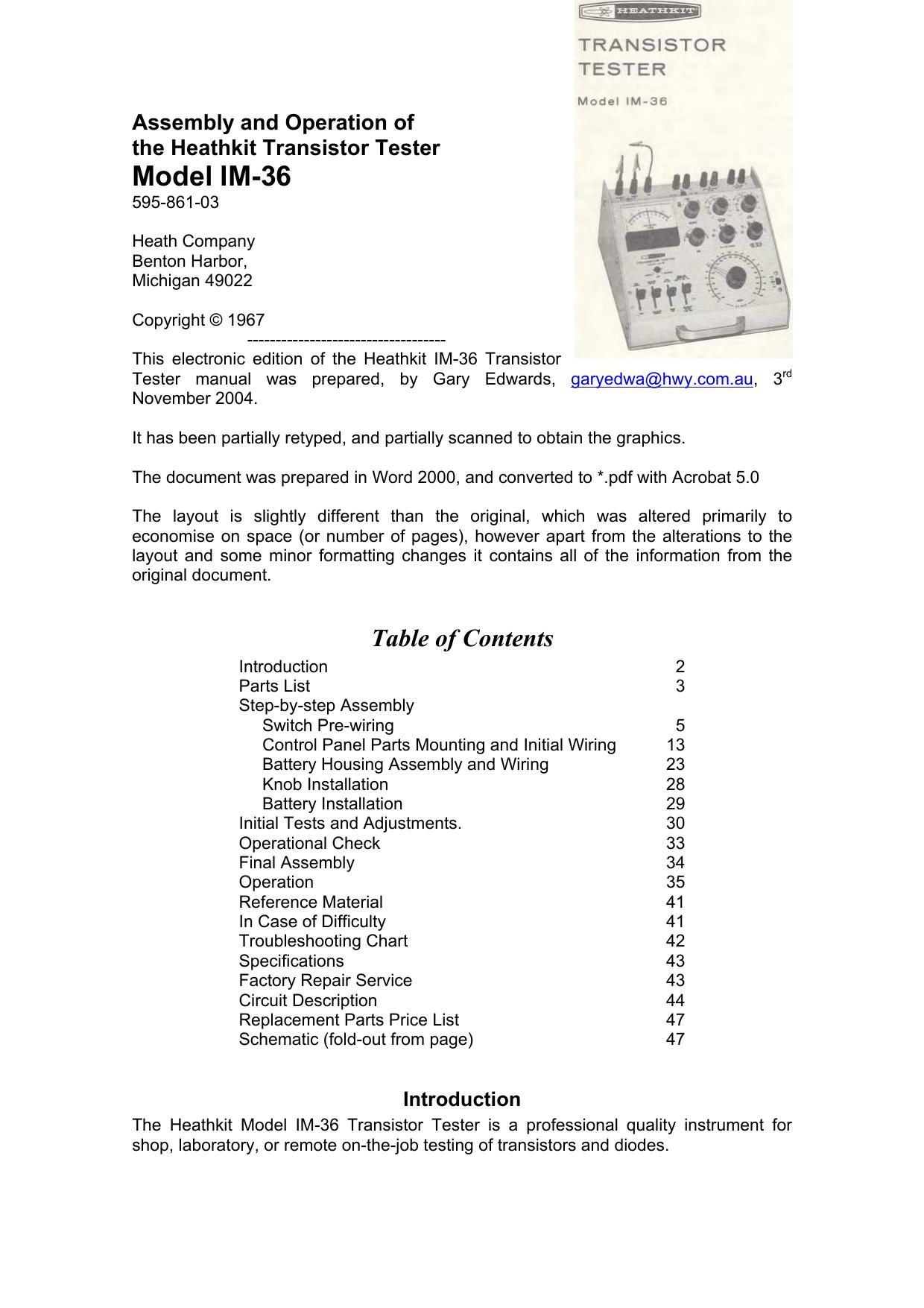 Heathkit IM 36 Manual