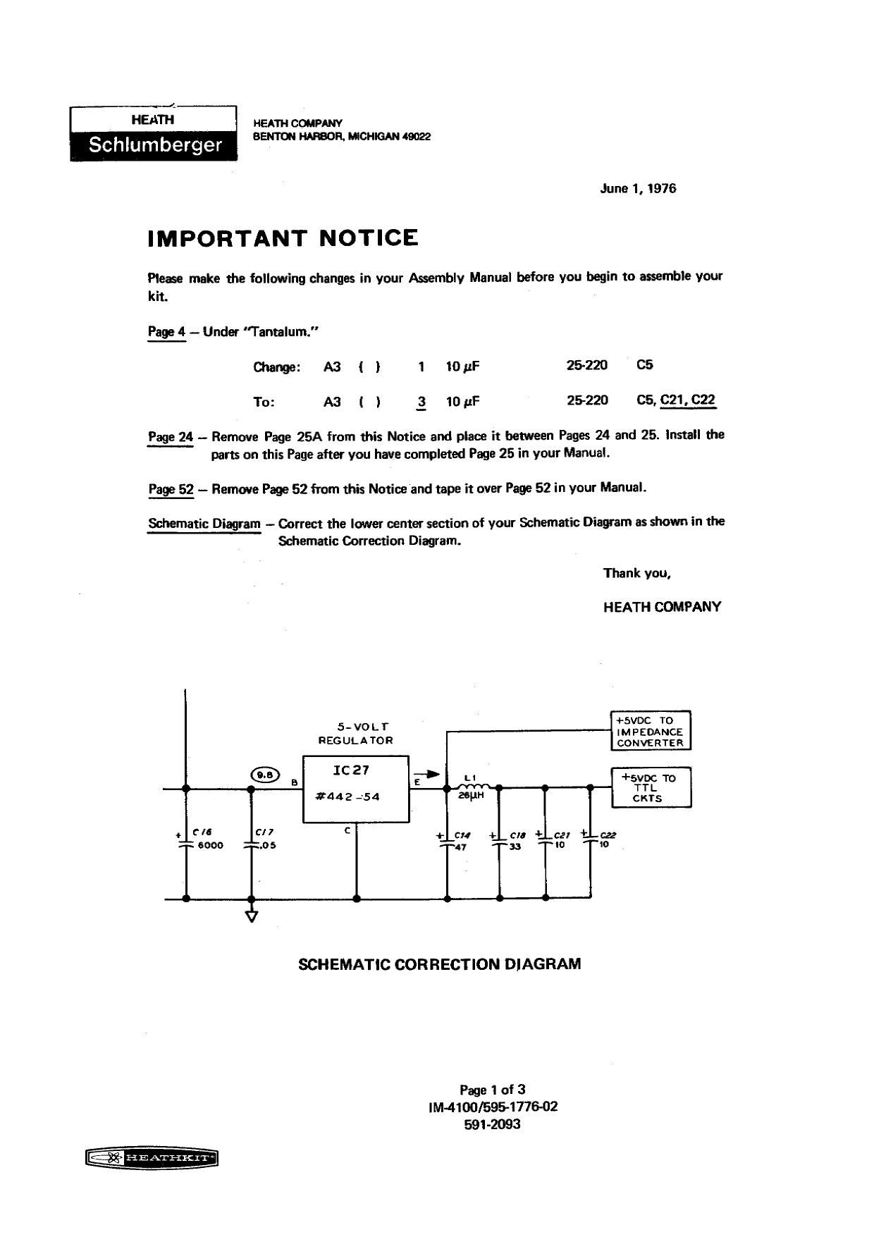 Heathkit IM 4100 SM 4100 Notice