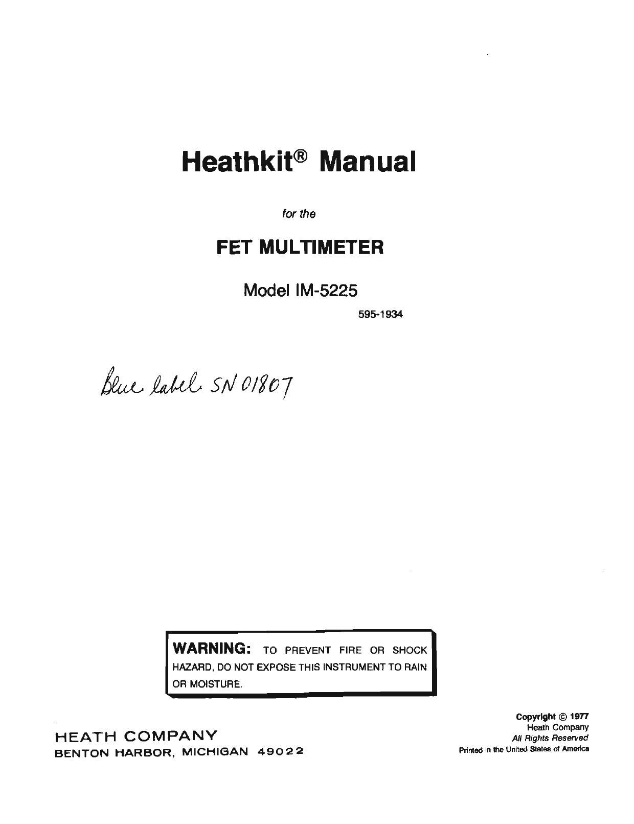 Heathkit IM 5225 Manual