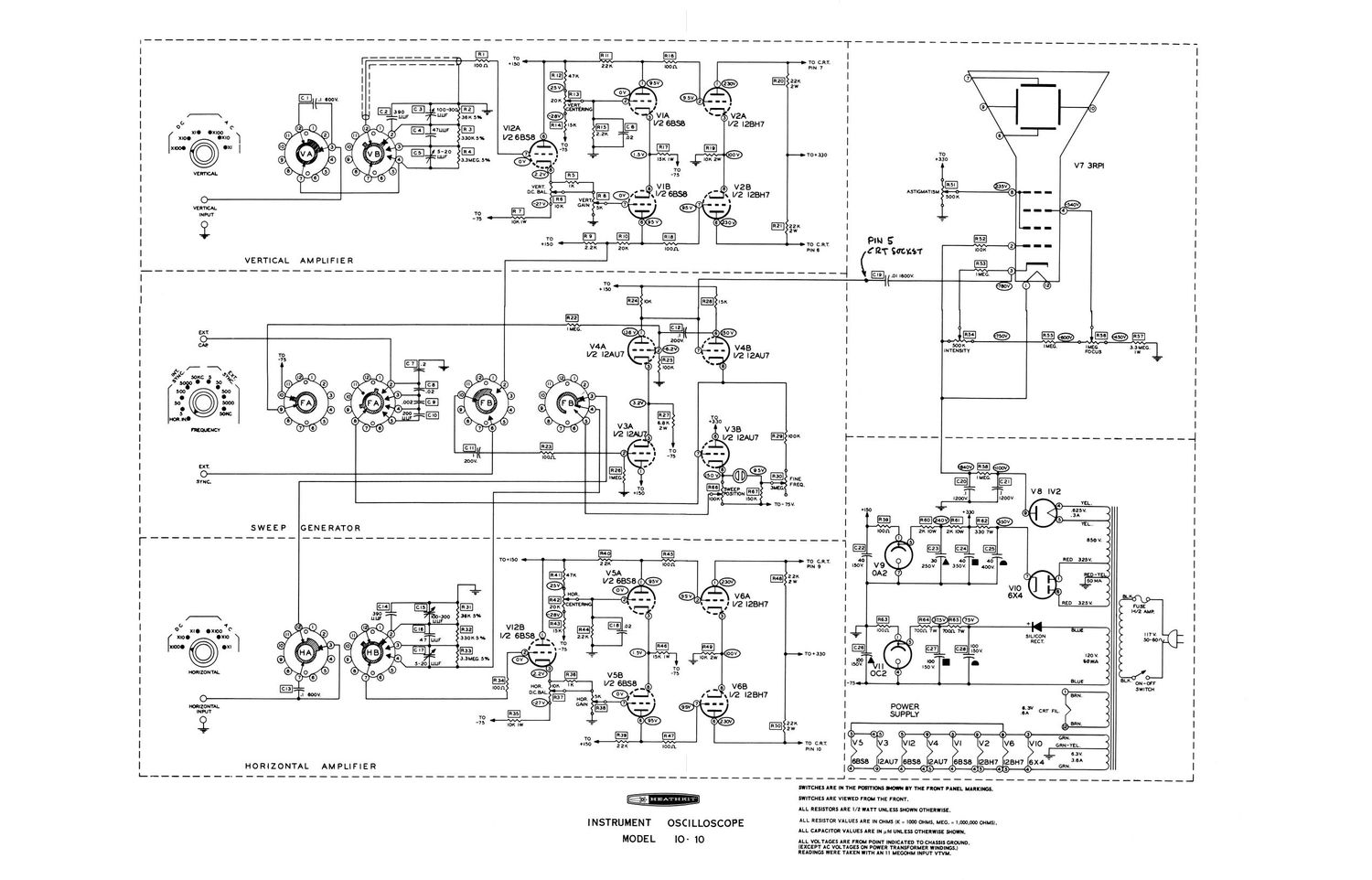 Free Audio Service Manuals - Free download Heathkit IO 10 Schematic