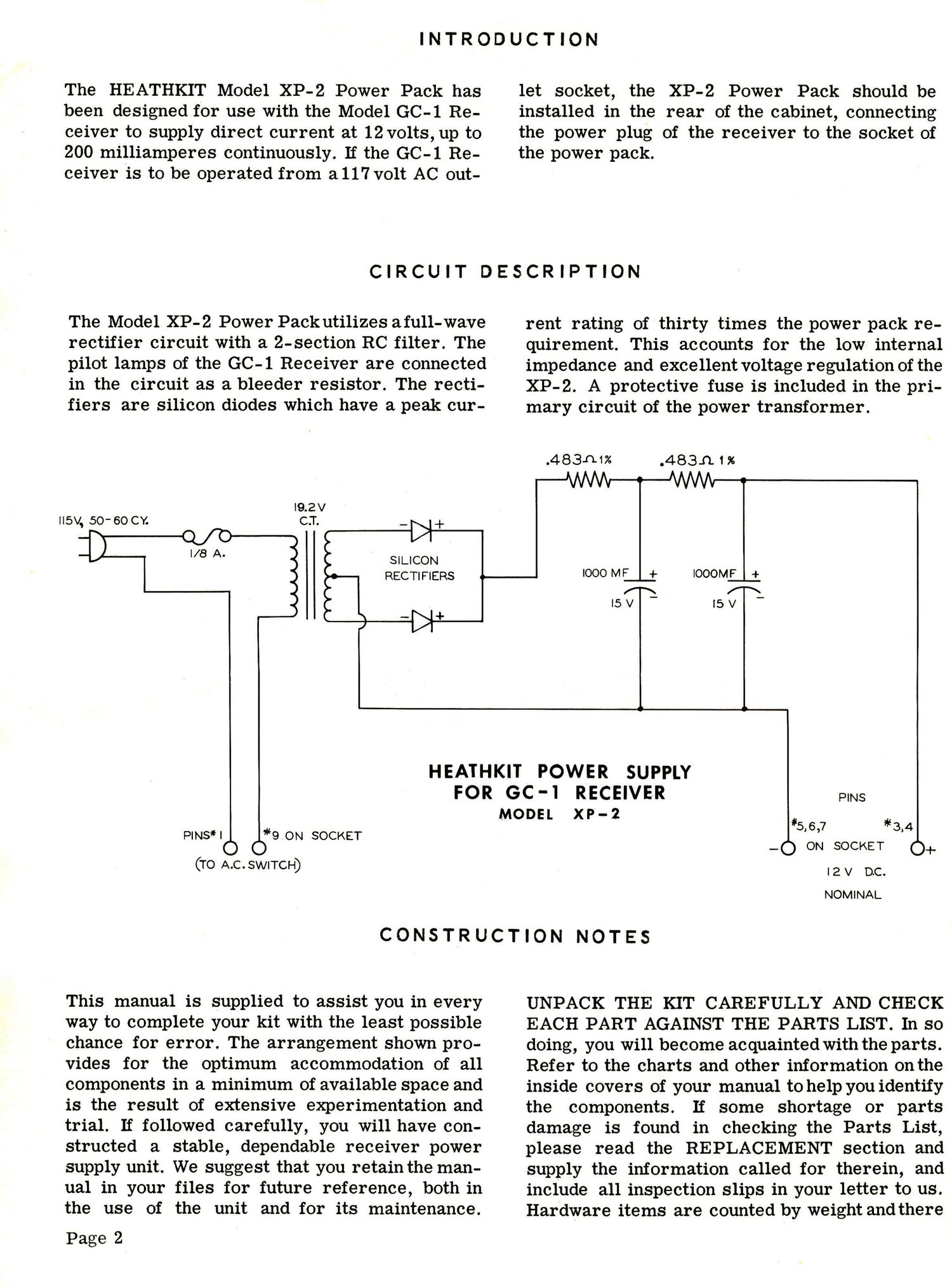 Heathkit XP 2 Schematic