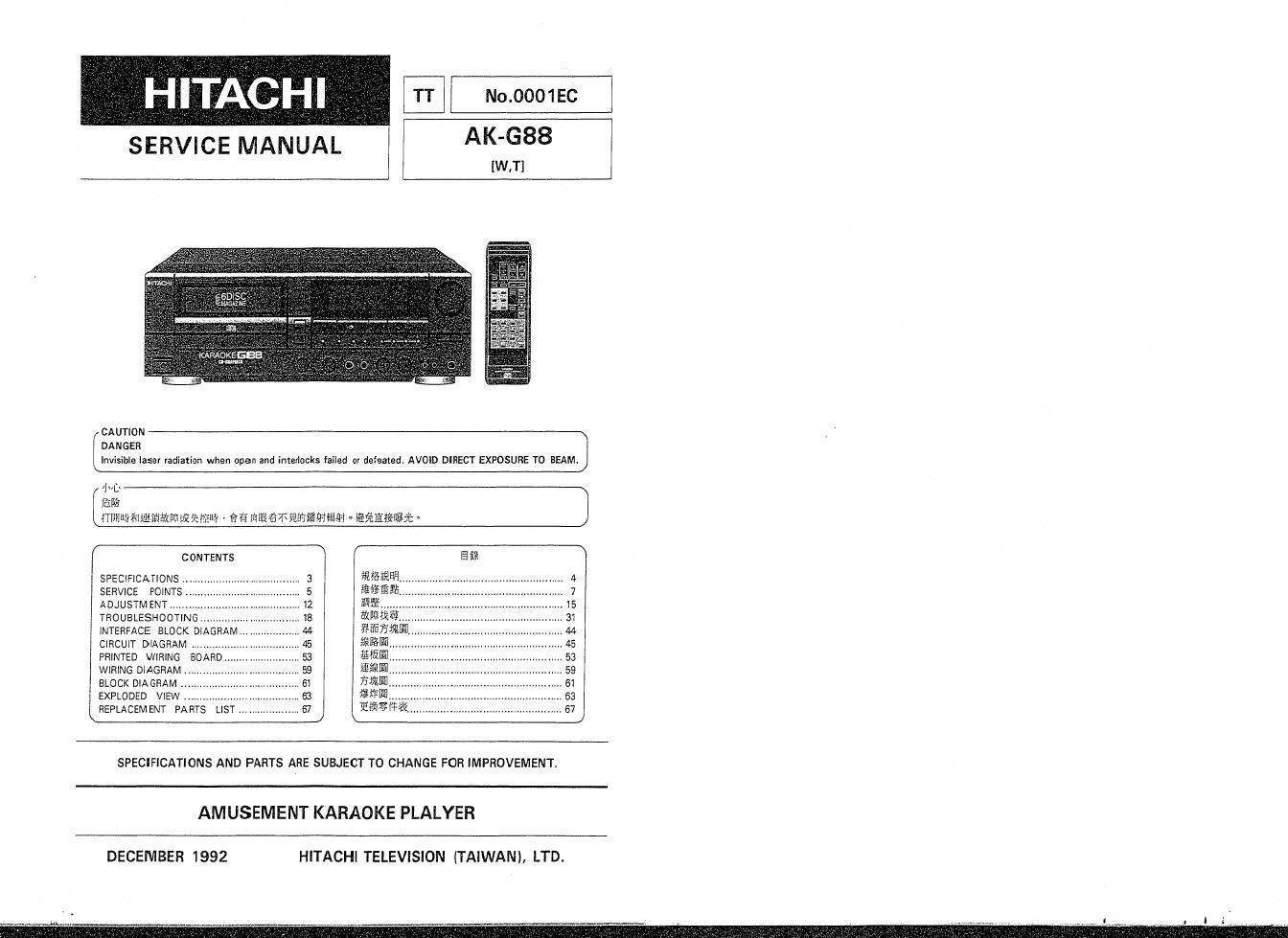 Hitachi AKG 88 Service Manual