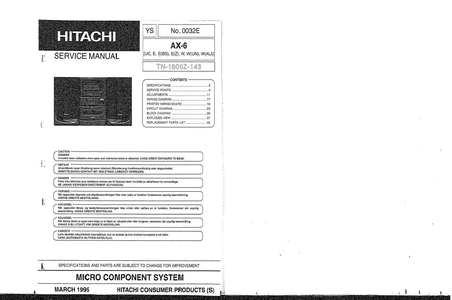 Hitachi AX 6 Service Manual
