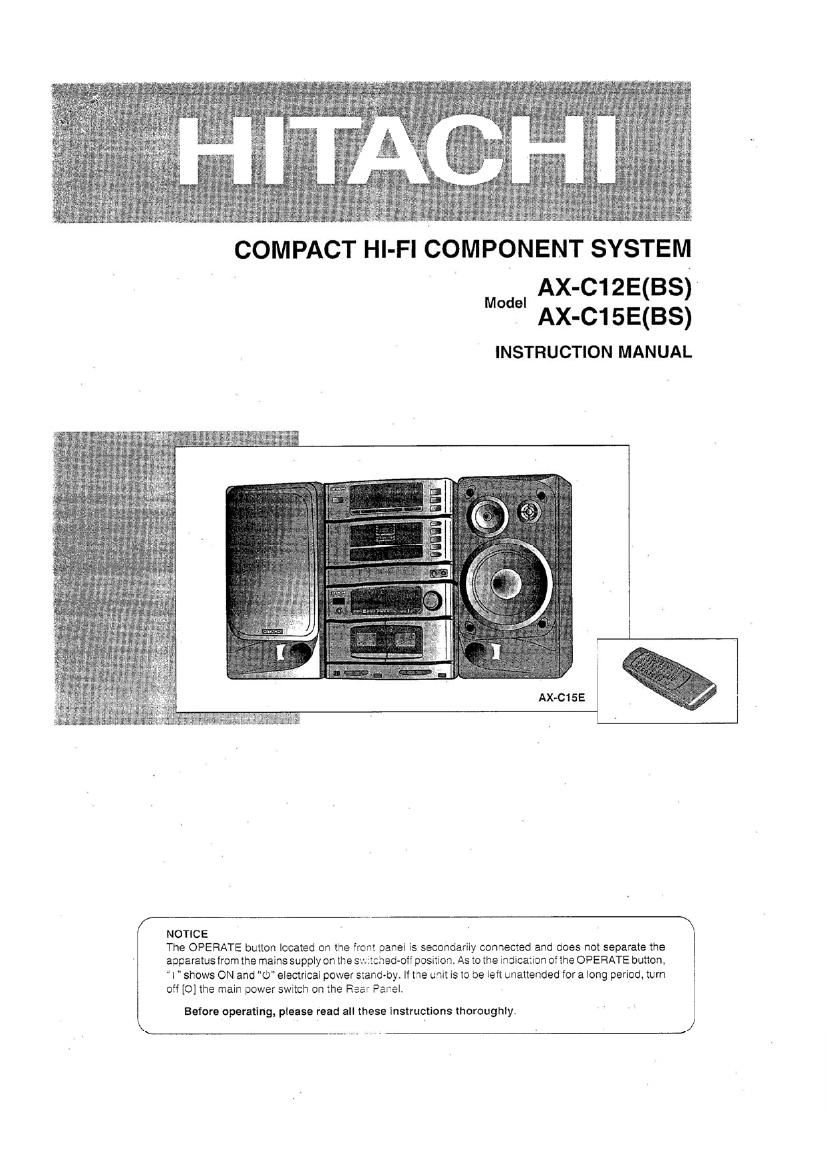 Hitachi AX C15 EBS Owners Manual