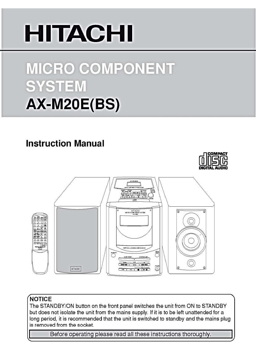 Hitachi AX M20 EBS Owners Manual