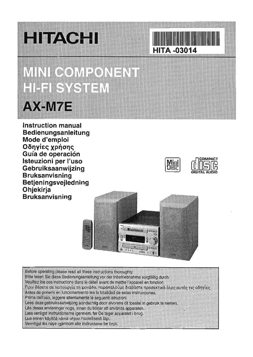 Hitachi AX M7 E Owners Manual