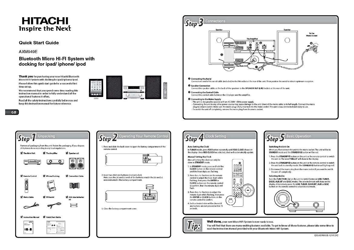 Hitachi AX M949E Owners Manual