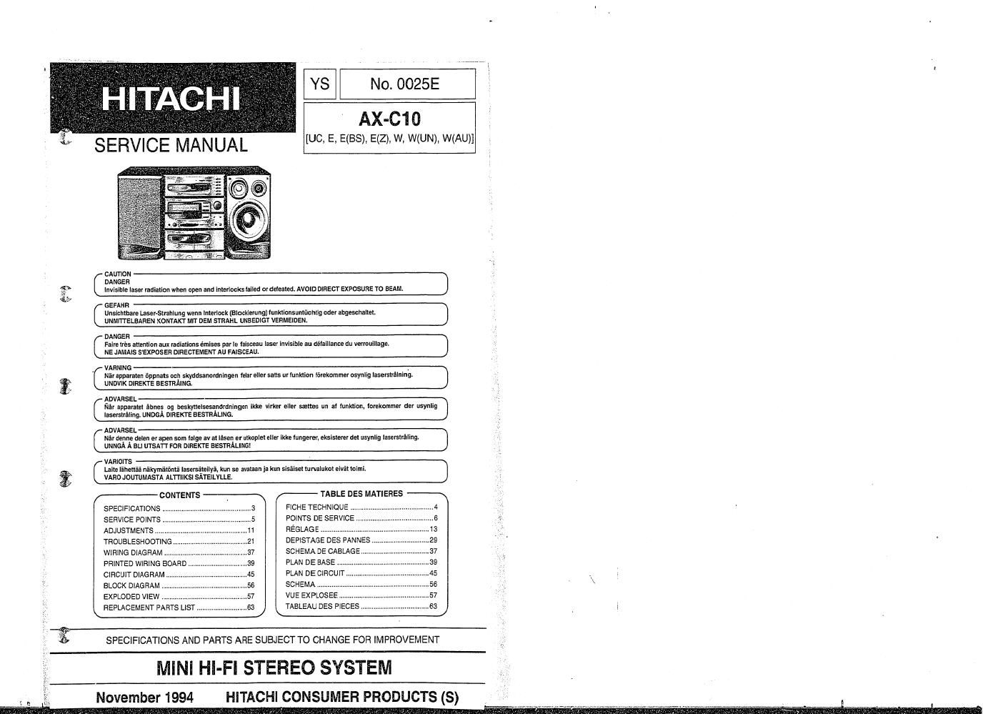 Hitachi AXC 10 Service Manual