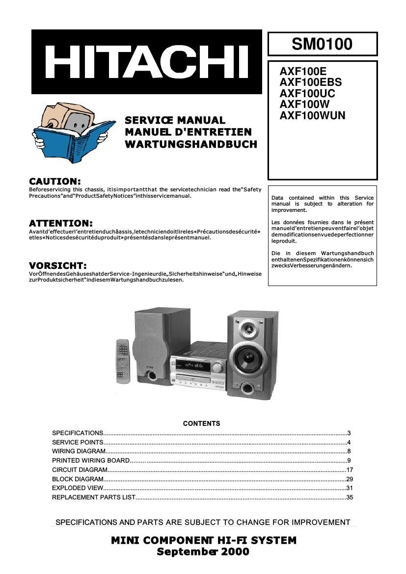Hitachi AXF 100 WUN Service Manual