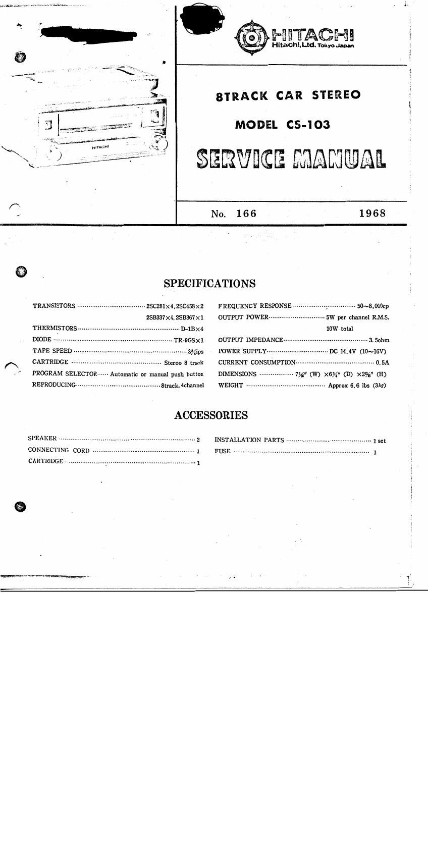 Hitachi CS 103 Service Manual