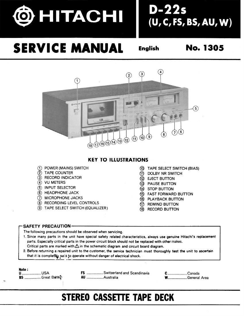 Hitachi D 22 S Service Manual