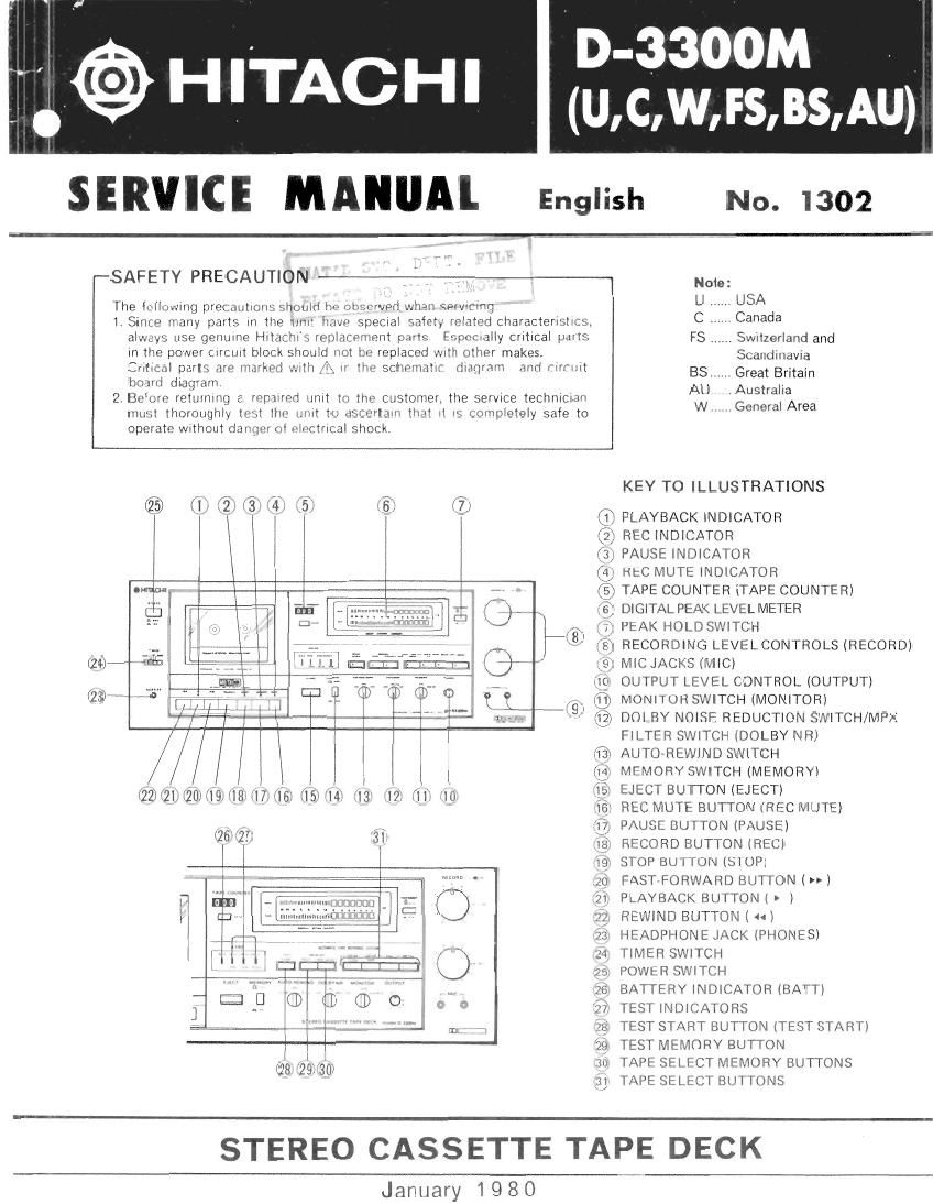 Hitachi D 3300 M Service Manual