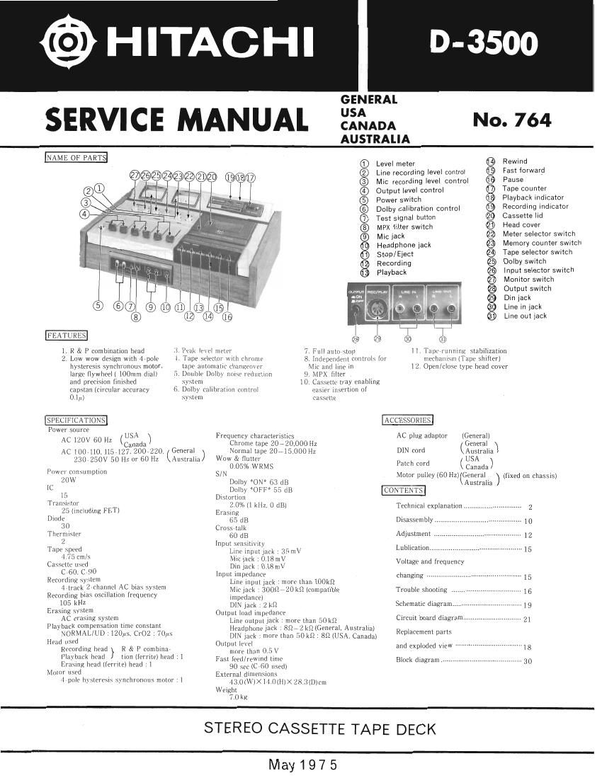 Hitachi D 3500 Service Manual