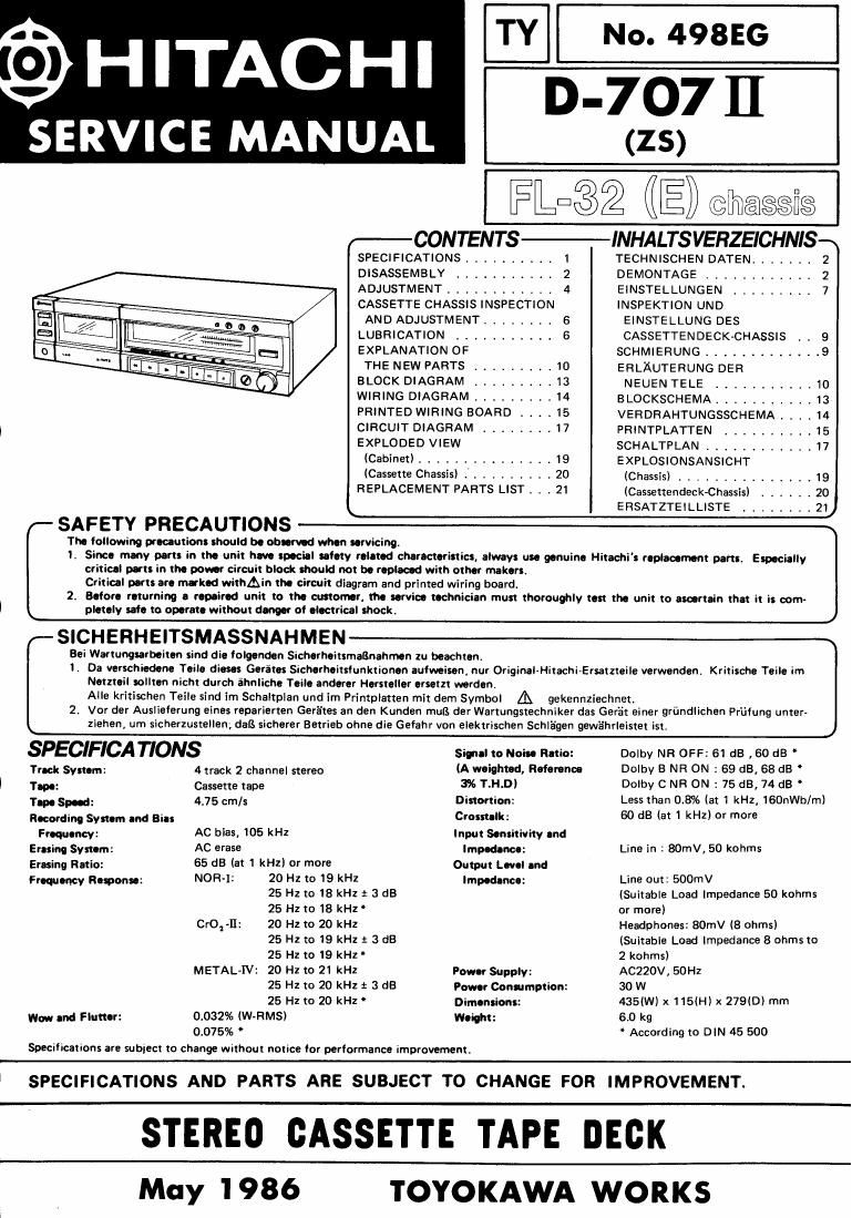 Hitachi D 707 Mk2 Service Manual