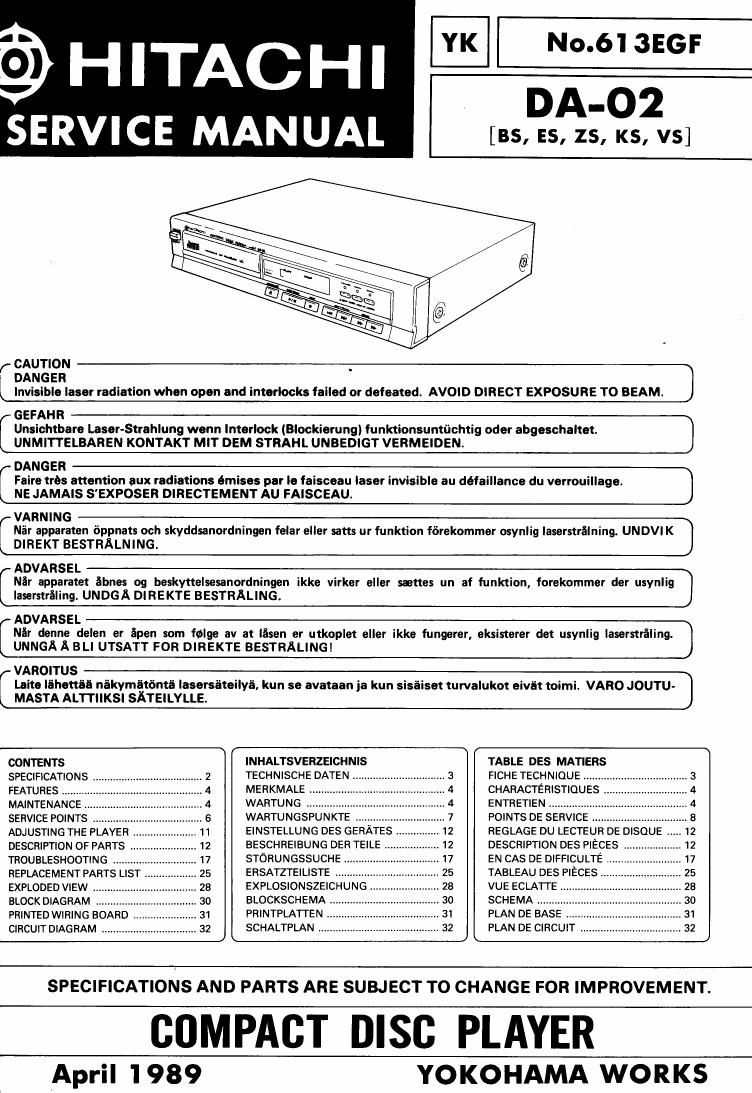 Hitachi DA 02 Service Manual