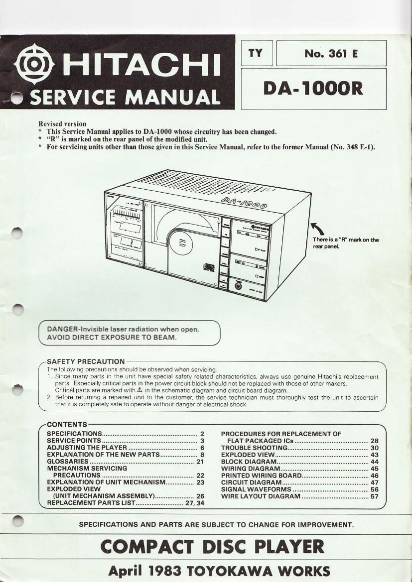 Hitachi DA 1000 R Service Manual