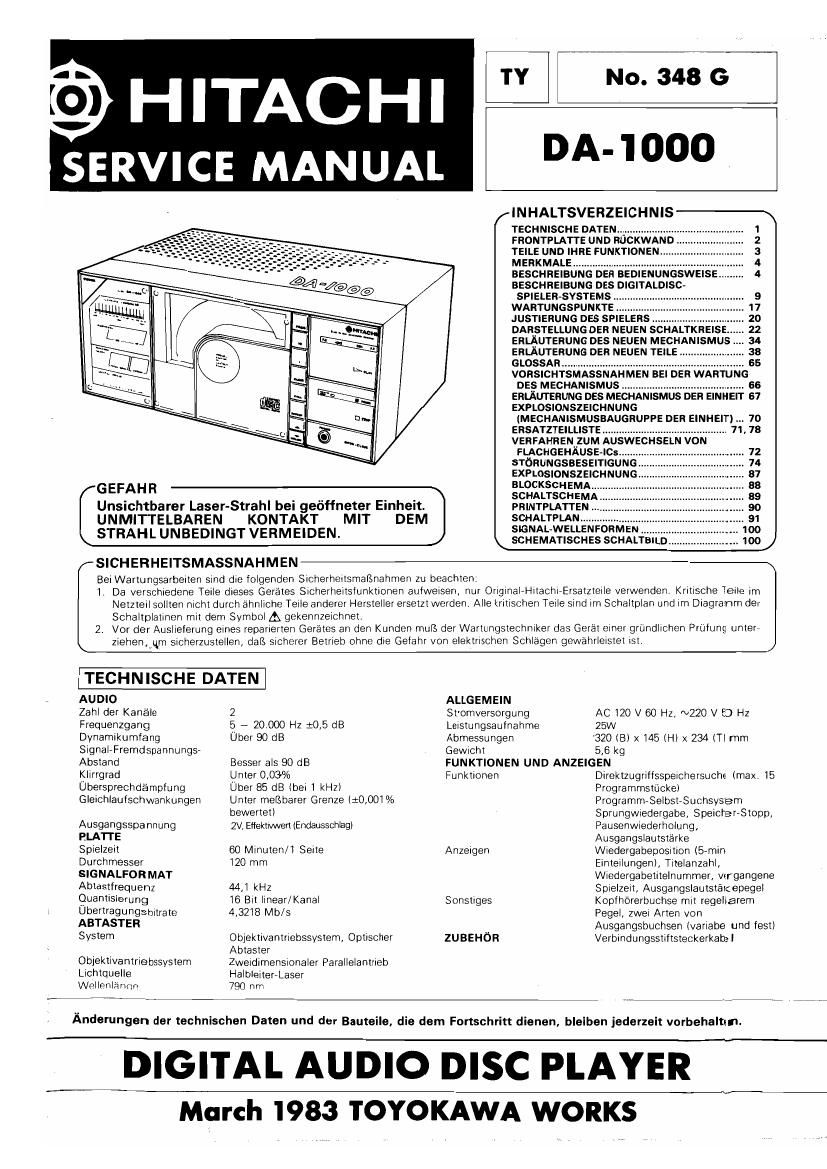 Hitachi DA 1000 Service Manual