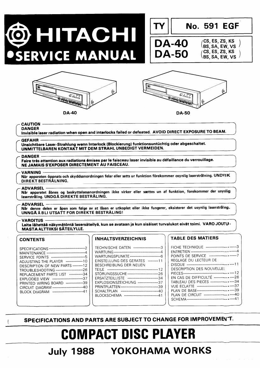 Hitachi DA 40 Service Manual