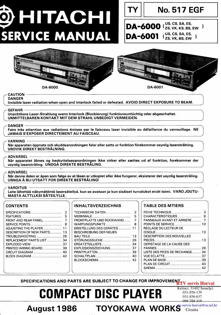 Hitachi DA 6000 Service Manual