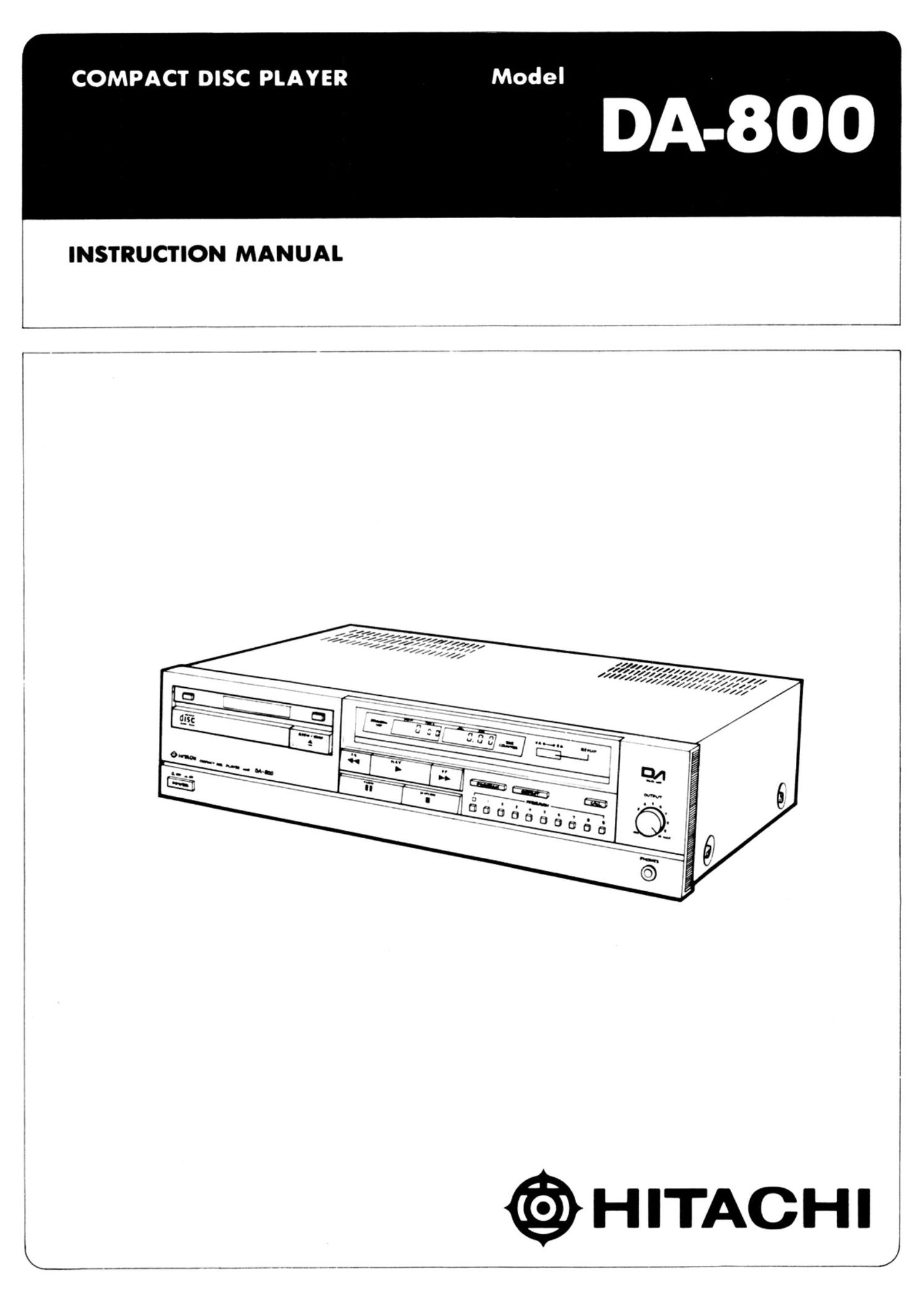 Hitachi DA 800 Owners Manual