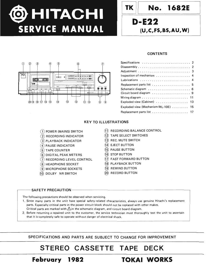 Hitachi DE 22 Service Manual