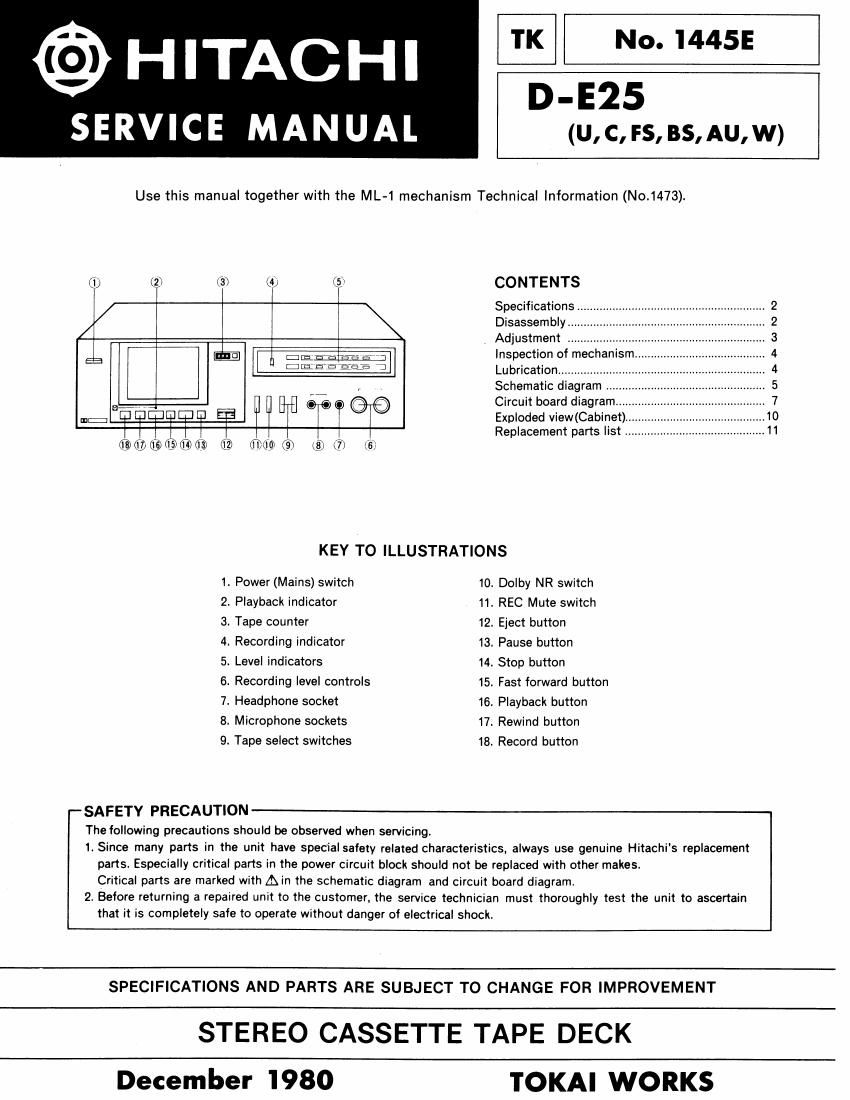 Hitachi DE 25 Service Manual