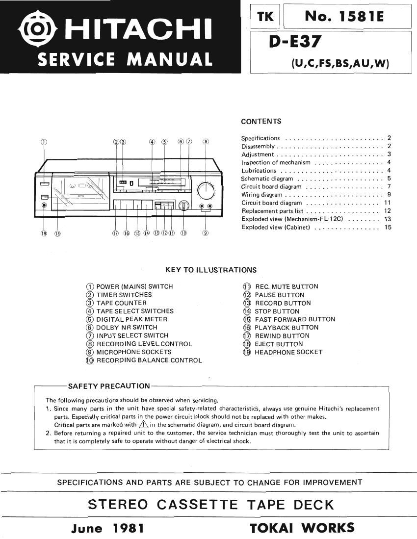 Hitachi DE 37 Service Manual