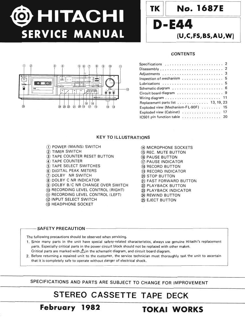 Hitachi DE 44 Service Manual