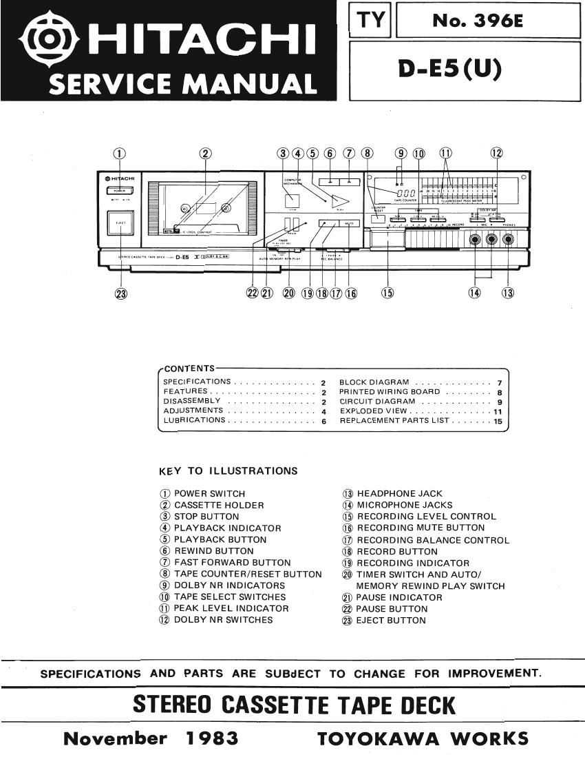 Hitachi DE 5 Service Manual