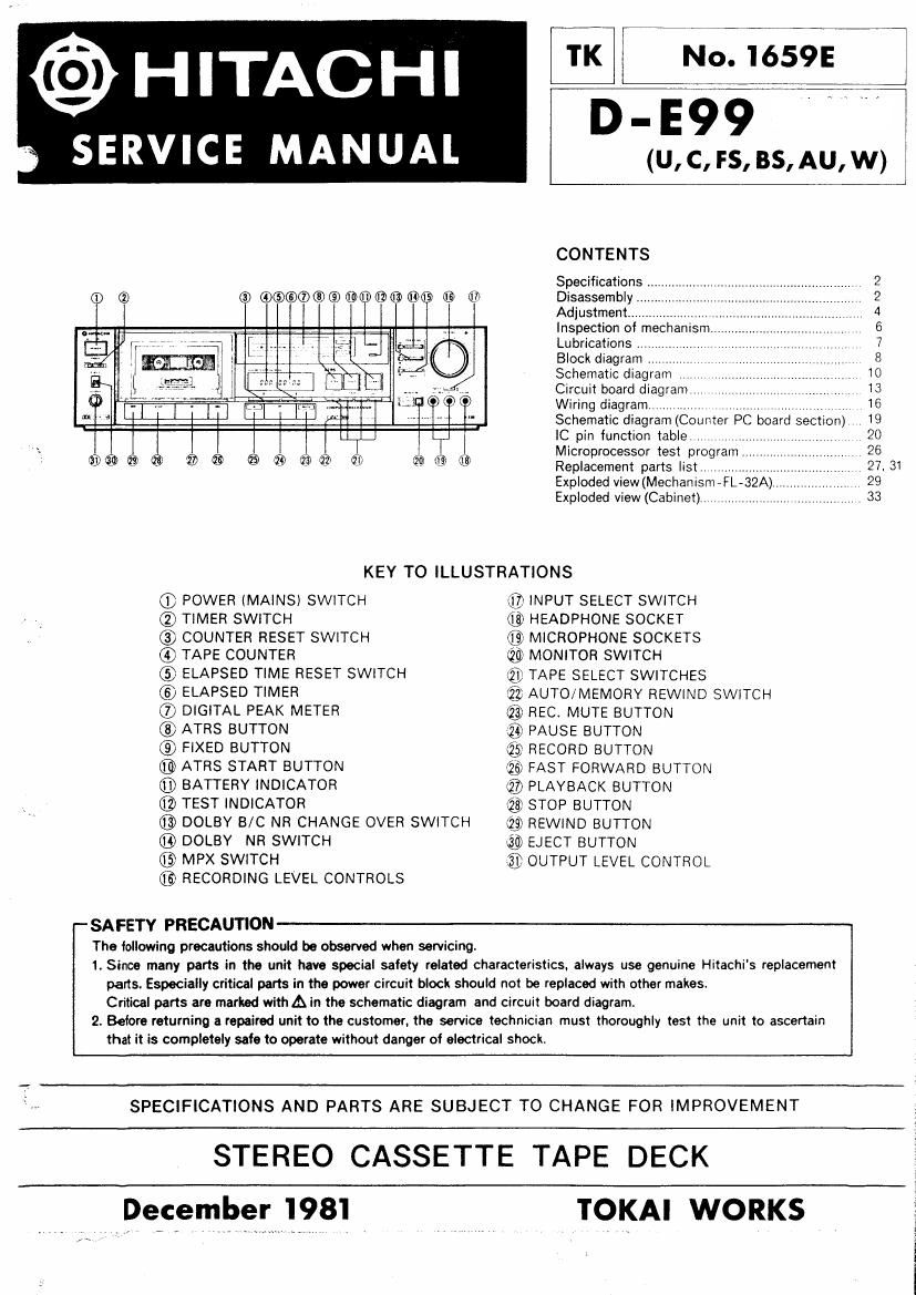 Hitachi DE 99 Service Manual